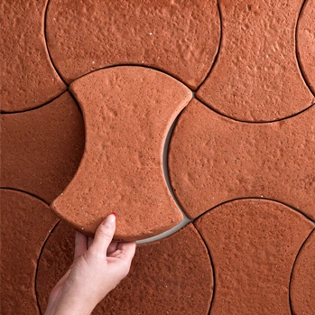 Modern terracotta tiles in natural red tones